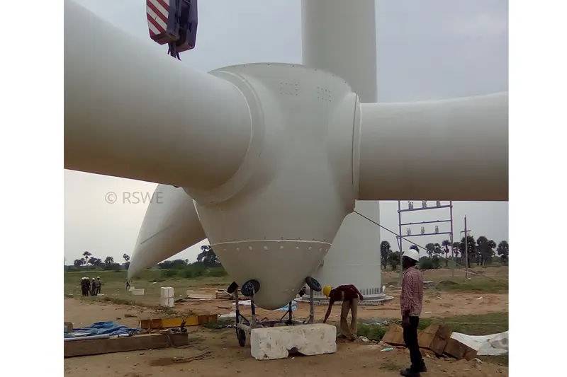 Rotor and hub installation on site